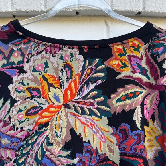 Eva Franco Boho Floral Paisley Ruched-Sleeve Sweatshirt, M, Made in USA - Picture 9 of 9